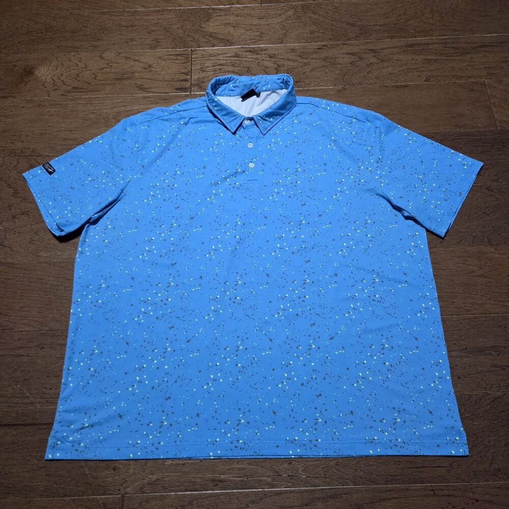 Sunday Swagger Golf Polo Mens 4XL Blue Splatter Performance Stretch